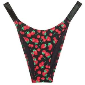 XS S M L XL VS Swim Shine Strap Brazilian Bikini Bottom Mixed Berry